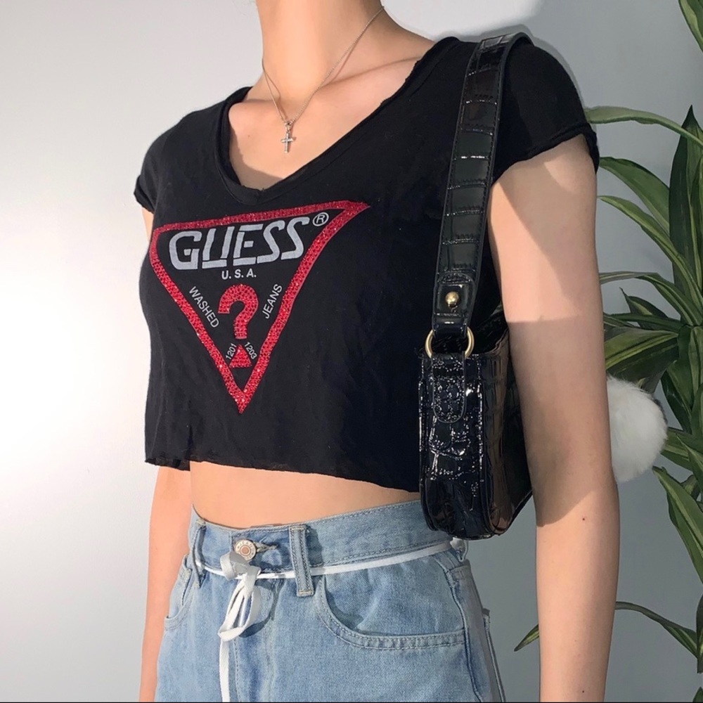vintage bedazzled guess crop top